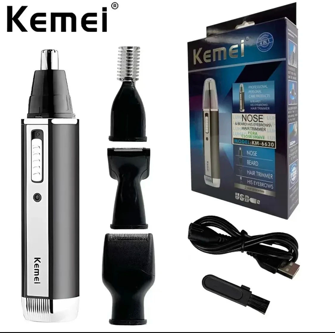 Kemei 4 In 1 Professional Electric Rechargeable Nose And Ear Hair Trimmer Shaver Personal Care Tools For Men KM-6630