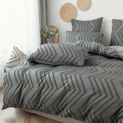 High Quality Ripple Cut Flowers Queen Bedding Set Comfortable Wave Striped Duvet Cover Set Single Double Bed Quilt Cover Sets