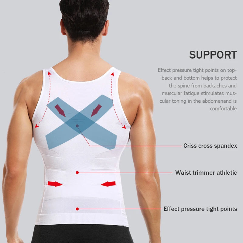 Mens Slimming Body Shaper Vest Shirt Abs Abdomen Slim Gym Workout Tummy Control Compression Tank Top Sleeveless Shapewear