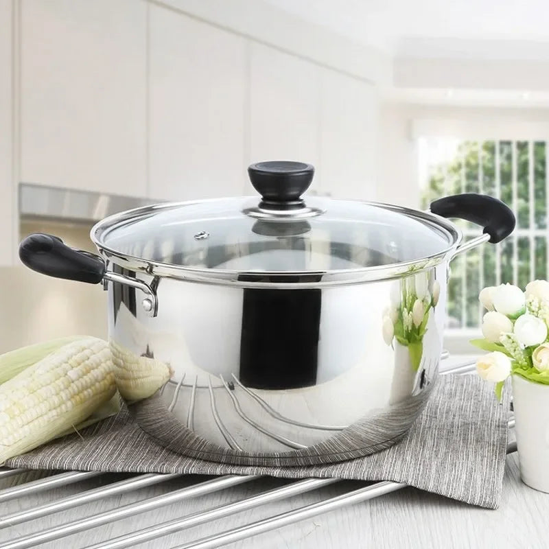 Cookware Stainless Steel Pot 1.5L-4L Double Bottom Soup Pot Nonmagnetic Cooking Multi-purpose Cookware Non-stick Pan General Use