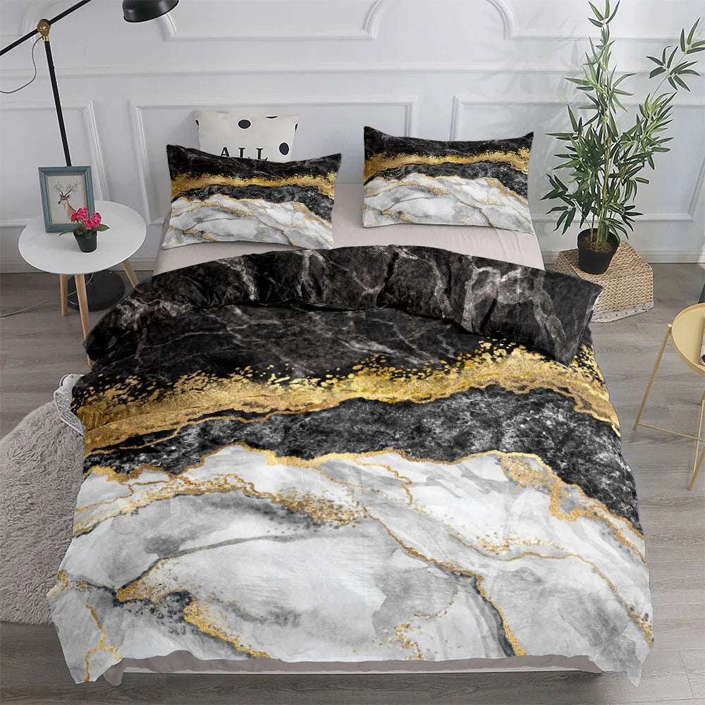 Abstract Fluid Marble Stone Duvet Cover Set King Queen Double Full Twin Single Size Bed Linen Set