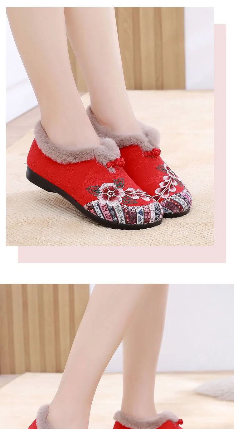 Winter Women's Fashion Non-Slip Flat Shoes Lightweight Casual Soft Snow Shoes Comfortable Plugging Thickening Warm Shoes