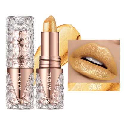 Quicksand Gold Lipstick Fine Glitter lipstick, Moisturizing Silky Mermaid Girl Pink, Long-Lasting Waterproof Grapefruit Orange