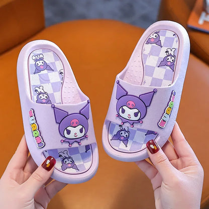 Sanrio Children's Slippers Indoor Bathroom Shower Cool Slippers Parent-child Style Kuromi Hello Kitty One-piece Wholesale Summer