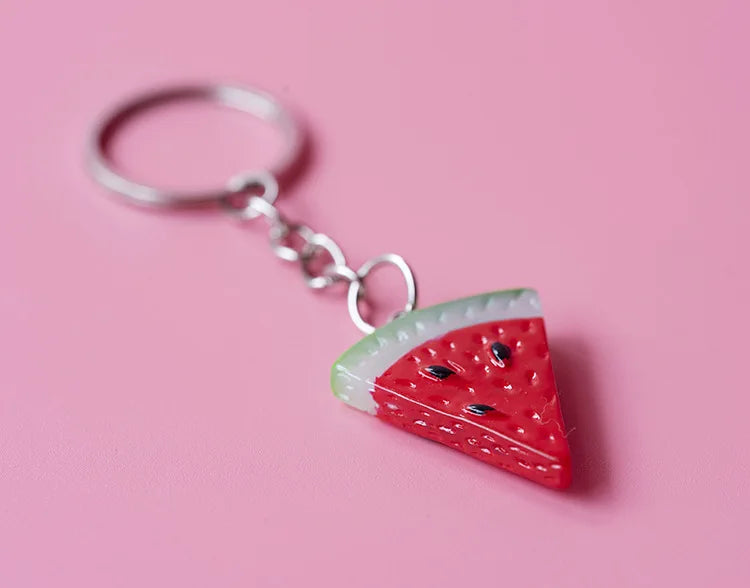 Mini Watermelon Keychain Simulation Fruit Watermelon Food Toy Model Keyring Car Phone Bag Pendant Ornaments Gift Jewelry Trinket