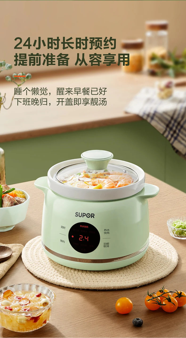 Electric Stewpot Porridge Cooking Health Care BB Pot Ceramic Automatic Stew Soup Pot Slow Cooker Small Stew Pot 1-2 People