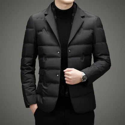 Down Suit Men's 2023 New Middle-aged Men's Winter Warm Western Duck Down Suit Winter Suit Jacket