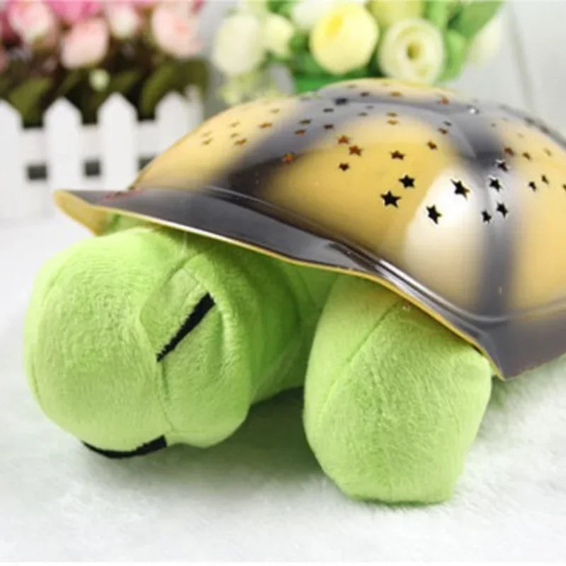 Children's Plush Tortoise Projector Lamp Music Starry Sky Projector Lamp Sleeps Luminous Toy Bedroom Decoration Night Light