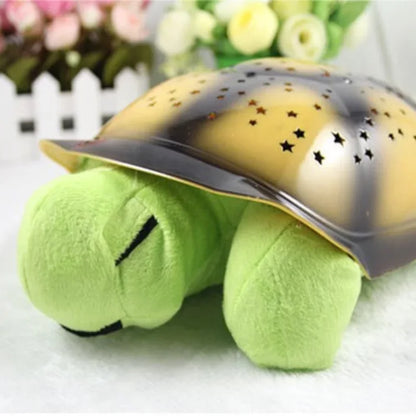 Children's Plush Tortoise Projector Lamp Music Starry Sky Projector Lamp Sleeps Luminous Toy Bedroom Decoration Night Light