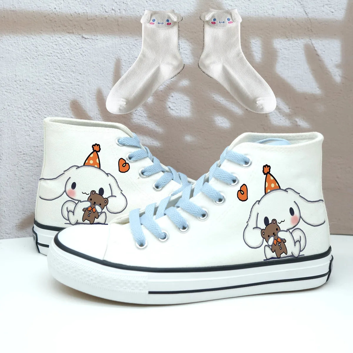 Anime Sanrios Sneakers Kuromi My Melody High-Tops Canvas Shoes Cartoon Cute Cinnamoroll Casual Soft Soled Shoes Gifts for Girls