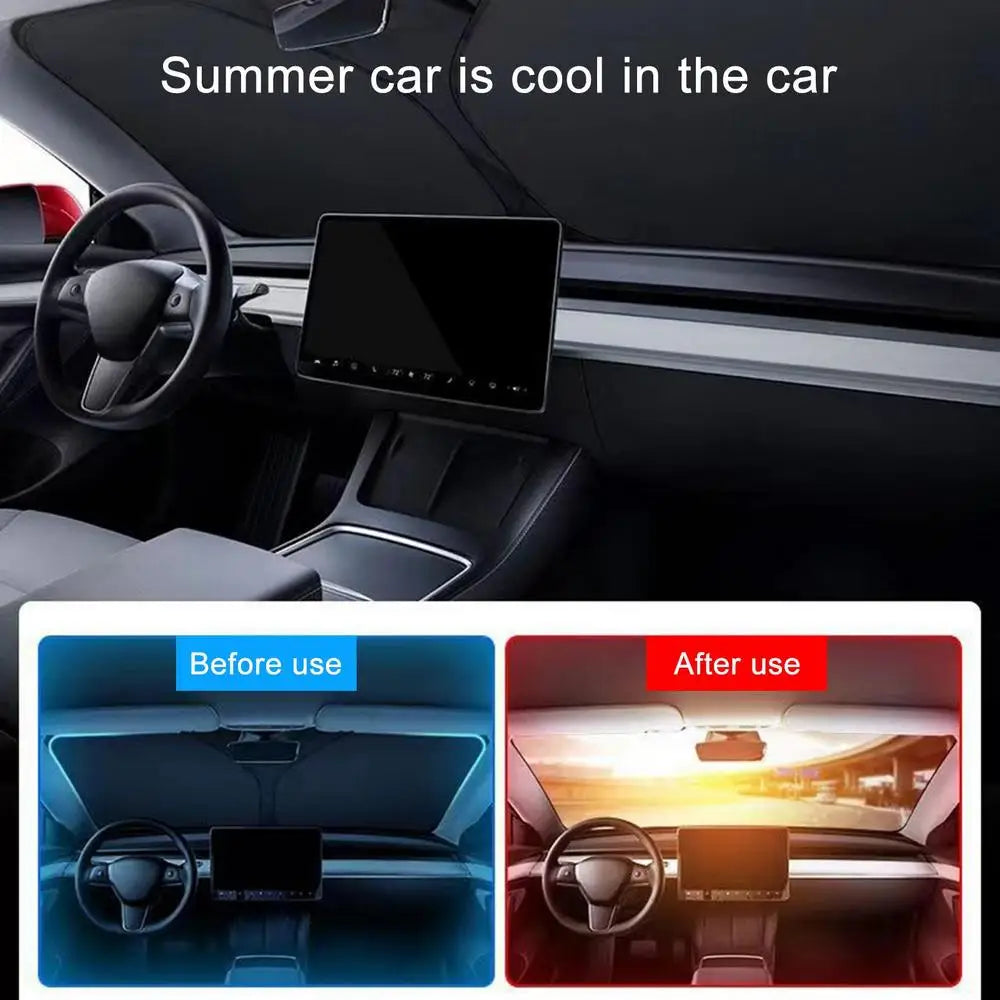 For Tesla Model 3/ Y Car Windshield Sun Shade Cover Auto Front Window Sunscreen Protector Sunshade Visors For Tesla Interior