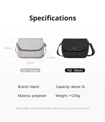 Ulanzi F02 Sling Bag 3L Capacity Waterproof Bag Outdoor Travel Camera Bag with Removable Divider for DSLR Shoulder Storage Bag