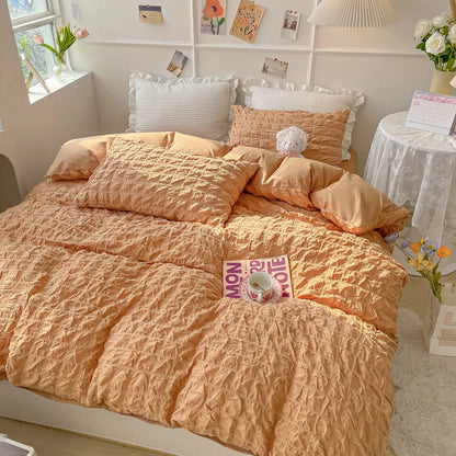 3pcs Soft Duvet Cover Set (1*Duvet Cover + 2*Pillowcase, Without Core), Bubble grid Print Bedding Set, Soft Comfortable