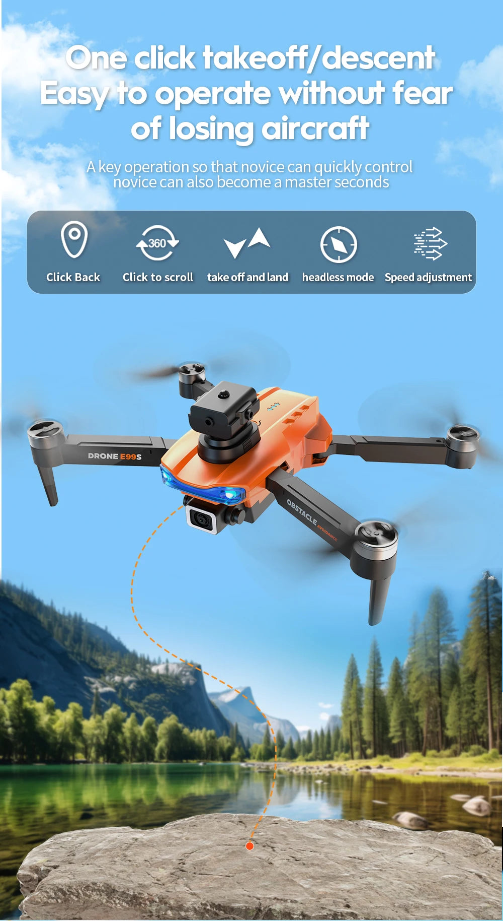 2024 New E99S Brushless Drone 8K HD Dual Camera Aerial Photography ObstacleA Voidance Flow Positioning Remote-Controlled Dron