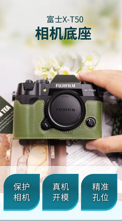 Suitable for Fuji X-T50 camera leather base micro single retro simple protective base leather cover wrist strap accessories