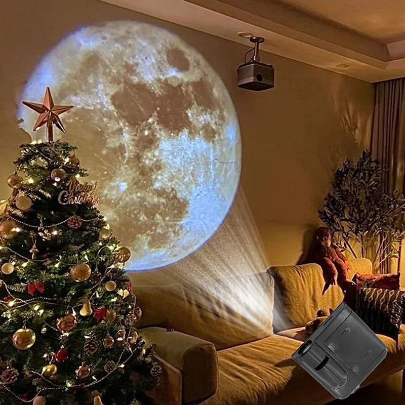 Aurora Moon Galaxy Projection Lamp Creative Background Atmosphere Night Light Earth Projector Photography Lamp Gift for Lovers