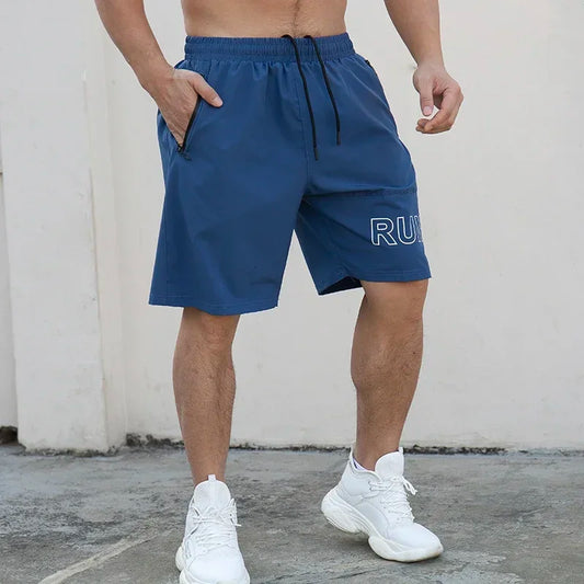 Men's Workout Shorts Gym Sports Casual Clothing Solid Color Fitness Running Quick Dry Breathable Training Five-Point Short Pants