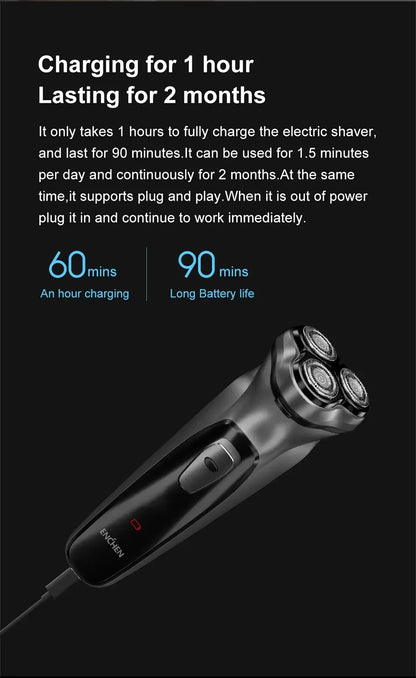 Youpin ENCHEN Blackstone Electrical Rotary Shaver For Men 3D Floating Blade Washable Type-C USB Rechargeable Shaving Smart Beard