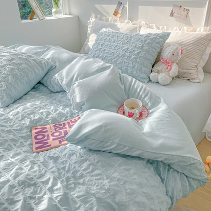 3pcs Soft Duvet Cover Set (1*Duvet Cover + 2*Pillowcase, Without Core), Bubble grid Print Bedding Set, Soft Comfortable