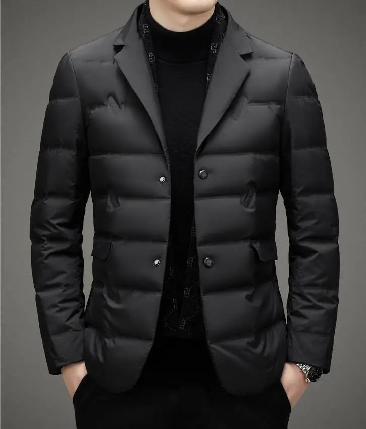 Down Suit Men's 2023 New Middle-aged Men's Winter Warm Western Duck Down Suit Winter Suit Jacket