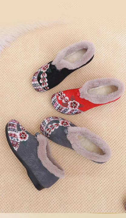 Winter Women's Fashion Non-Slip Flat Shoes Lightweight Casual Soft Snow Shoes Comfortable Plugging Thickening Warm Shoes