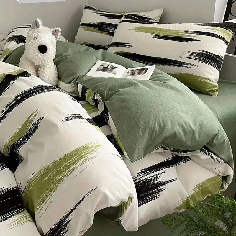 Ins Style Bedding Set Fashion Solid Color Washable Duvet Cover Without Comforter Pillowcases Sheet for Student Soft Home Textile