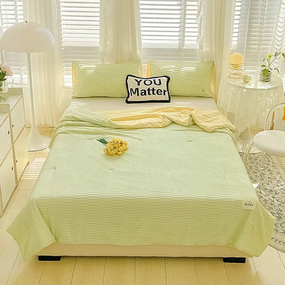 Summer quilt, bubble wash cotton color block bed sheet summer quilt, double bed cooling blanket, air conditioning quilt