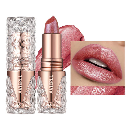 Quicksand Gold Lipstick Fine Glitter lipstick, Moisturizing Silky Mermaid Girl Pink, Long-Lasting Waterproof Grapefruit Orange