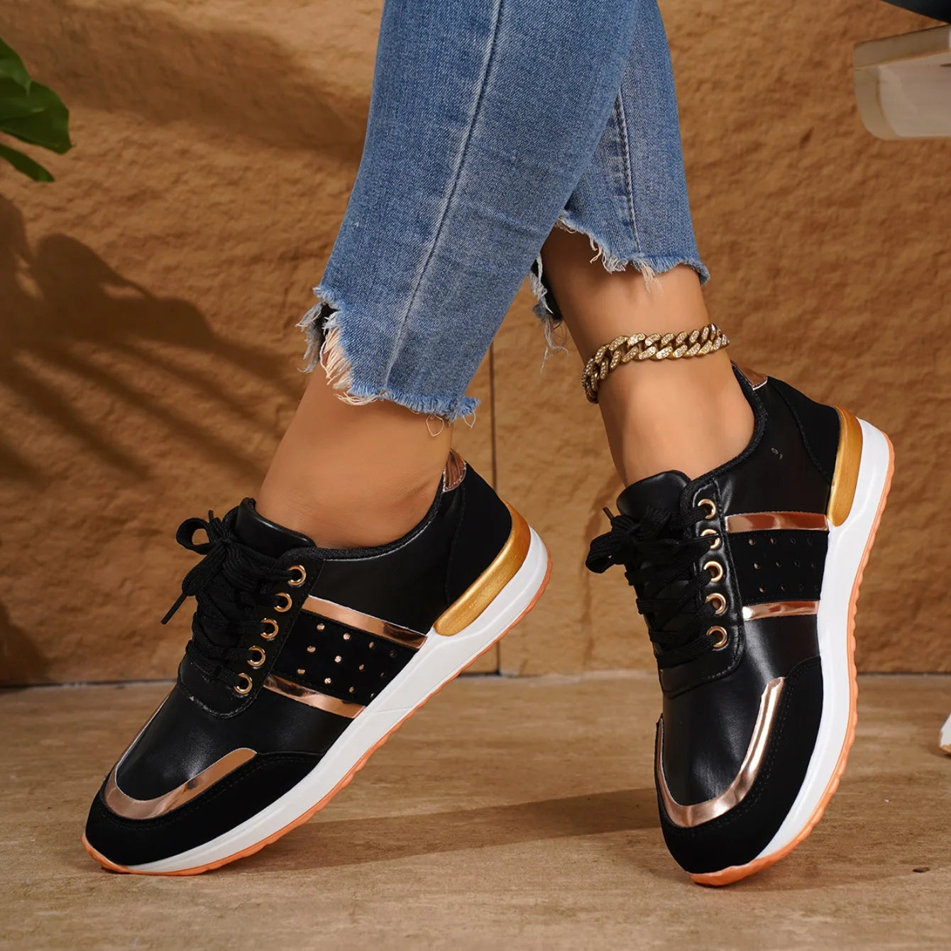 2024 New Lace Up Trend Platform Woman Casual Sport Shoes Women Fashion Lightweight Outdoor Running Sneakers Zapatos De Mujer