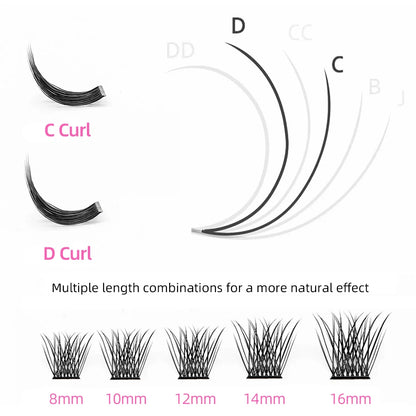 YUANZHIJIE 144 Volume New DIY Cluster Eyelash Extension Segmented Natural Lighter Eyelashes Bundles Makeup Tools Halloween