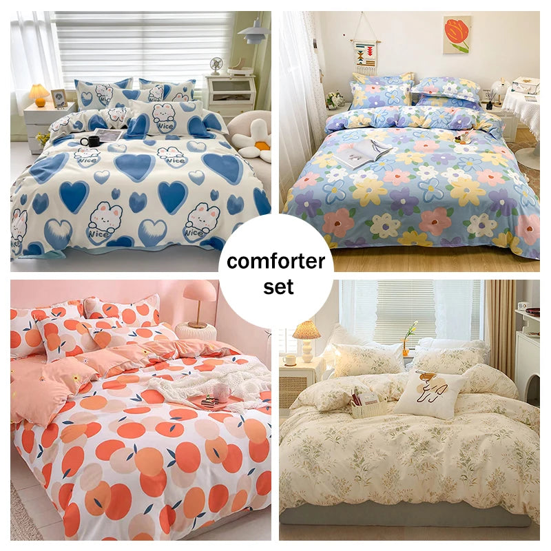 3pcs Bedding Printing Skin-friendly Cotton Quilt Cover Student Dormitory Home Single And Double Bed Quilt Cover Pillowcase