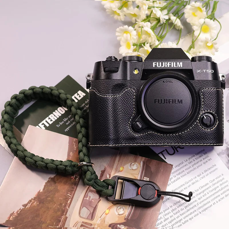 Suitable for Fuji X-T50 camera leather base micro single retro simple protective base leather cover wrist strap accessories