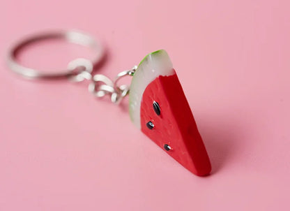 Mini Watermelon Keychain Simulation Fruit Watermelon Food Toy Model Keyring Car Phone Bag Pendant Ornaments Gift Jewelry Trinket