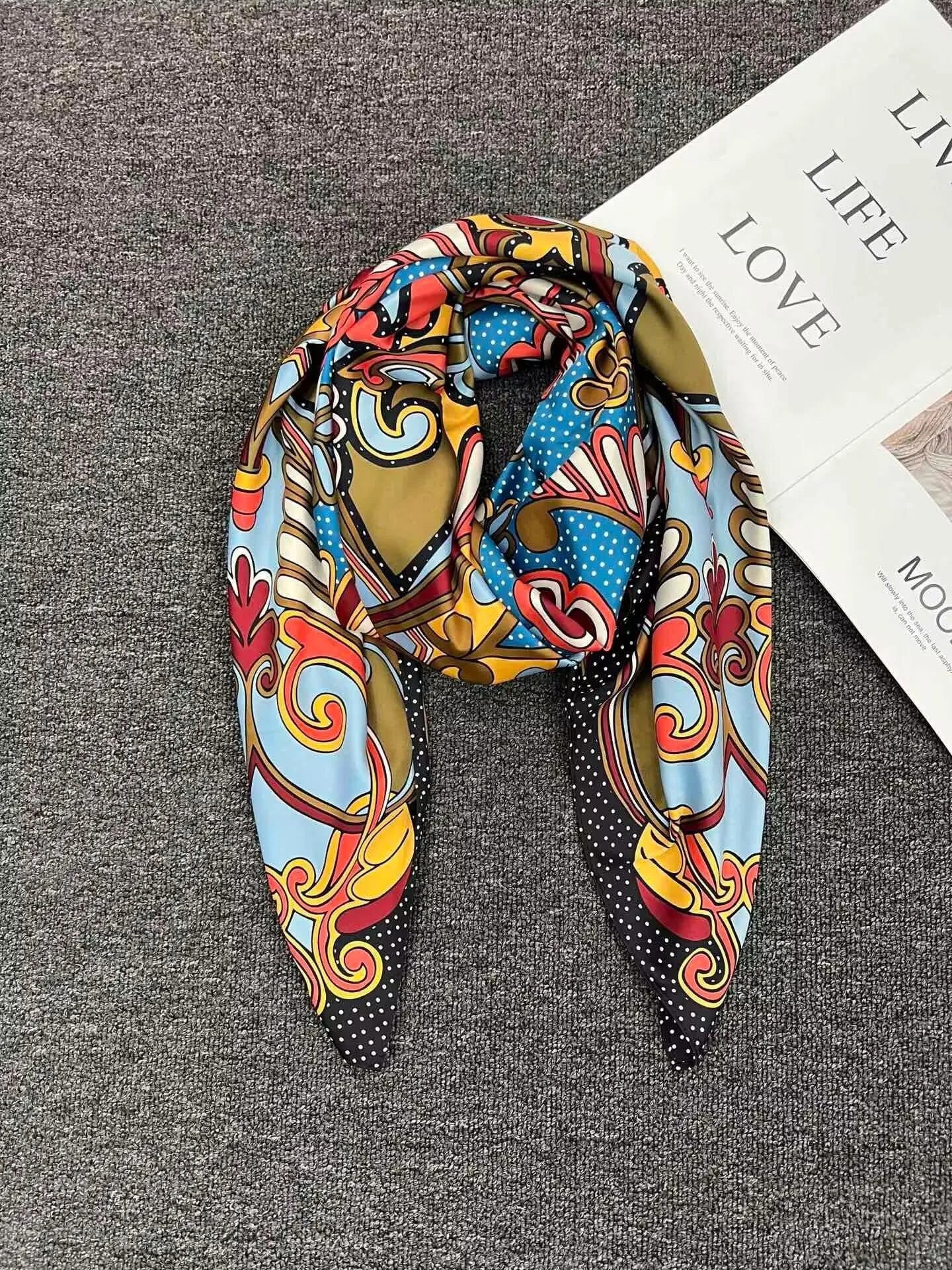 Foreign trade original order, Spanish fashion brand, new product, embroidered and printed multi style large square scarf