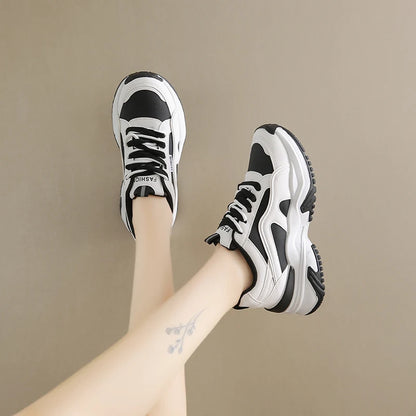 Women's Casual Sneakers Trendy New All-match Vulcanized Shoes 2025 Womens Outdoor Height-enhancing Daddy Shoes Zapatos De Mujer