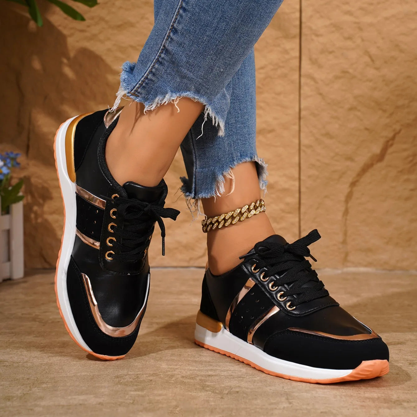 2024 New Lace Up Trend Platform Woman Casual Sport Shoes Women Fashion Lightweight Outdoor Running Sneakers Zapatos De Mujer