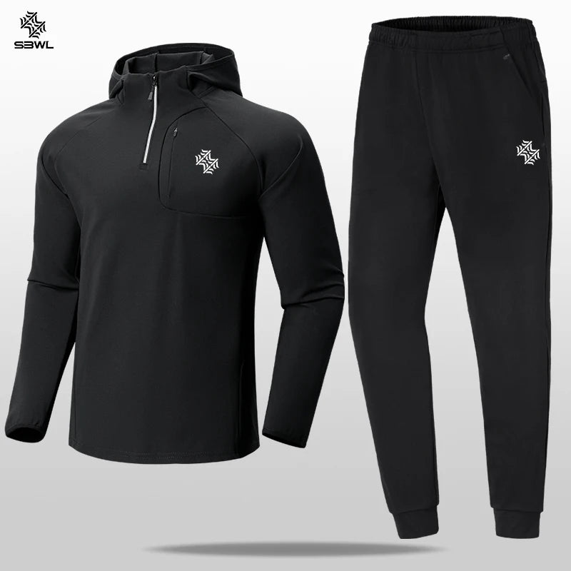 SBWL Men autumn and winter outdoor sports running fitness casual warm with long sleeve sports set indoor fitness casual clothing