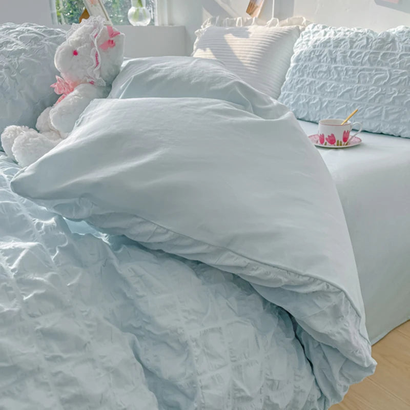 3pcs Soft Duvet Cover Set (1*Duvet Cover + 2*Pillowcase, Without Core), Bubble grid Print Bedding Set, Soft Comfortable