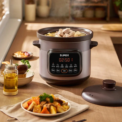 SUPOR 220V Electric Stewpot 3/4L Ceramic Electric Clay Pot Panela Eletrica Cooking Porridge Soup Electric Pot Timing Reservation