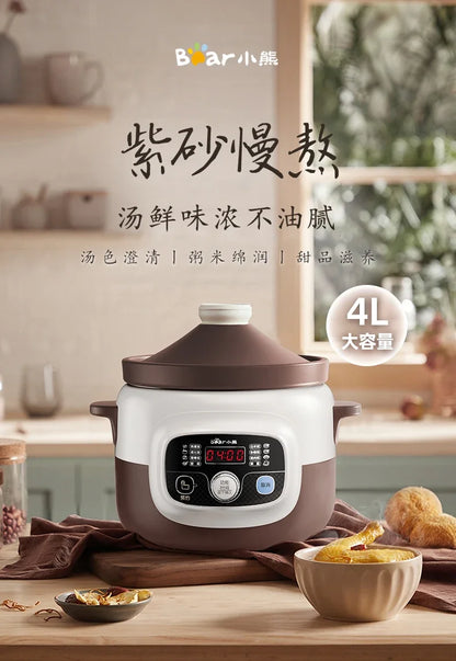 220V Multi-Functional Electric Stewpot with High Capacity, Purple Clay Pot for Stewing, Pot Roasting and Soup Cooking