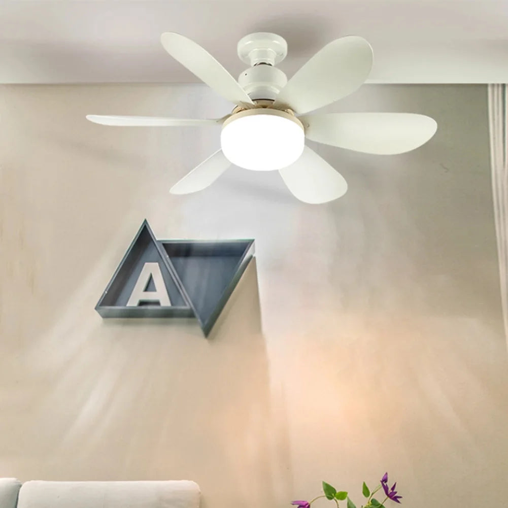 E26/27 Socket Silent Ceiling Fan Home Living Room Hanging Fan for Bedroom Ceiling Fan With Lighting Lamp With Remote Control