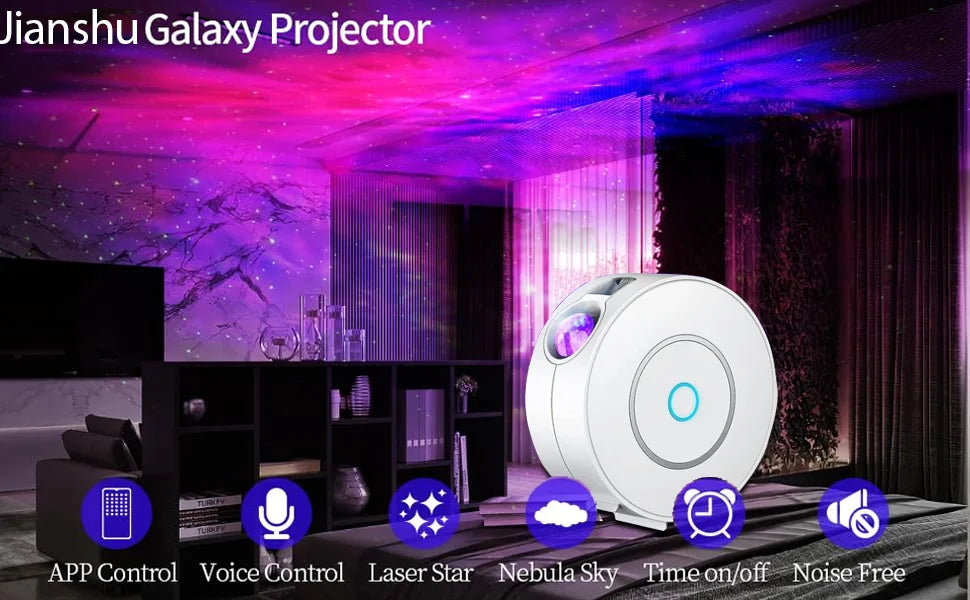 Jinashu Star and Galaxies Projector,Tuya Wifi Galaxy  Night Projector Starry Sky,LED Galaxy Projector,Lamp Alexa Google Home