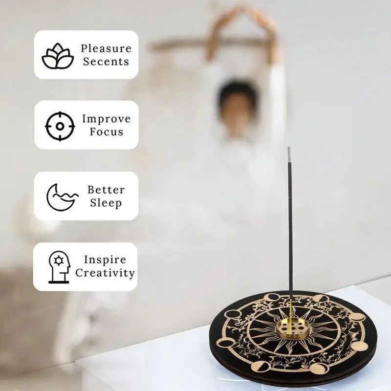 Wood Incense Burner Stick Holder Line Incense plate Sandalwood Coil Base Temples Yoga Studios Home Decoration