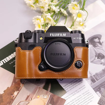 Suitable for Fuji X-T50 camera leather base micro single retro simple protective base leather cover wrist strap accessories