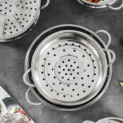 Pot Steamer Rice Cooker Food Steaming Grid Tray with Double Ear Drain Basket Kitchen Cooking Accessories 304 Stainless Steel