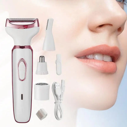 Electric Shaver For Women Cordless Wet & Dry Women Shaver Rechargeable Waterproof Lady Legs Trimmer With Replaceable Heads For