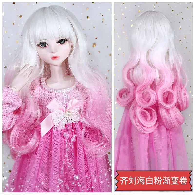 1/3 Bjd Wig 60cm BJD Dolls Handmade Wigs Curly Hair DIY Joints Doll Toys Fashion Wig  Fiber Dolls for Girls Barbie Accessories