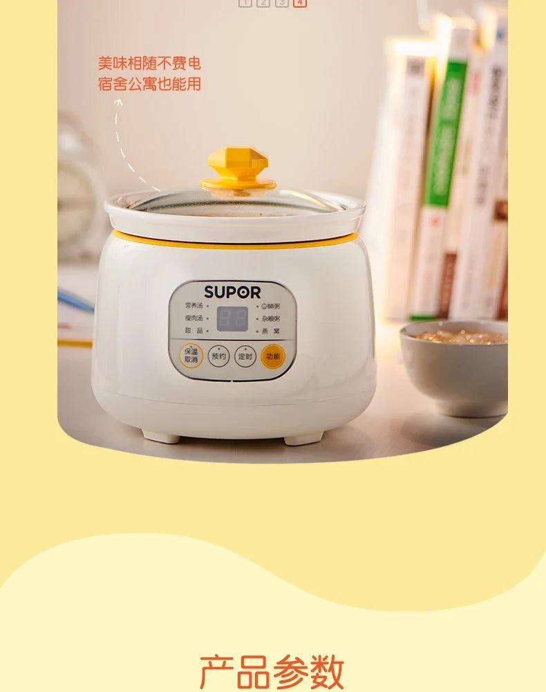 220V Electric Stewpot - Mini Baby Food Pot with Automatic Multifunctional Cooking for Porridge and Stew