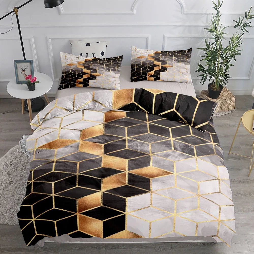 Abstract Fluid Marble Stone Duvet Cover Set King Queen Double Full Twin Single Size Bed Linen Set