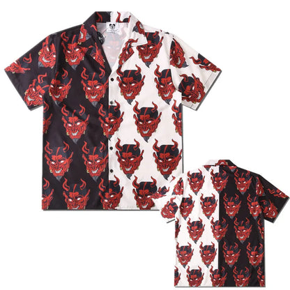 Stylish Flame Skull Printed Hawaiian Shirt Men 2024 Summer New Short Sleeve Beach Shirts Mens Holiday Party Oversized Clothing